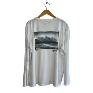 Give'r T Shirt Mens Sz XL White Long Sleeve Crew Neck Lightweight Jackson Hole